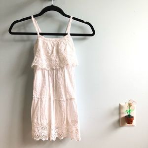 JUSTICE | White w/ Shimmer Pinstripe sundress